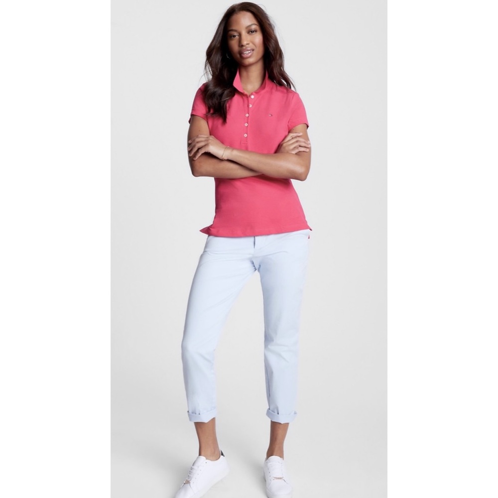 TOMMY HILFIGER • Bubblegum Pink Short Sleeve Polo Shirt, XS - Picture 2 of 16